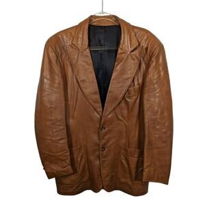 Vintage 70s Scully Caramel Leather Western Blazer Jacket Mens Unisex Size 46